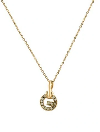 Pre-owned Givenchy Vintage Crystal G Pendant Necklace, 16" In Transparent