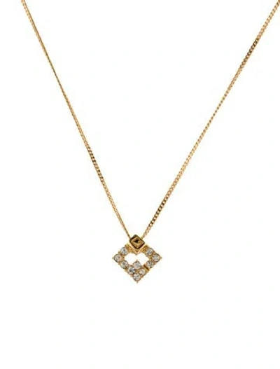 Pre-owned Givenchy Vintage Crystal G Pendant Necklace, 16" In Transparent