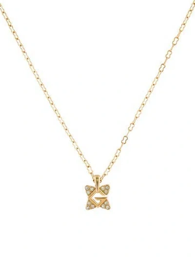 Pre-owned Givenchy Vintage Crystal 'g' Pendant Necklace, 16" In Transparent