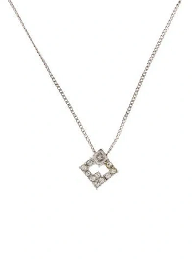Pre-owned Givenchy Vintage Crystal G Pendant Necklace, 16" In Transparent