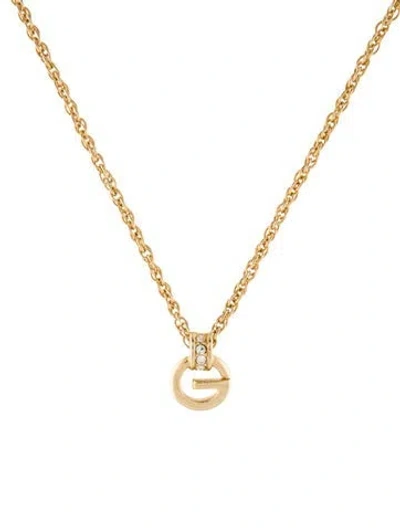 Pre-owned Givenchy Vintage Crystal G Pendant Necklace, 16" In Transparent