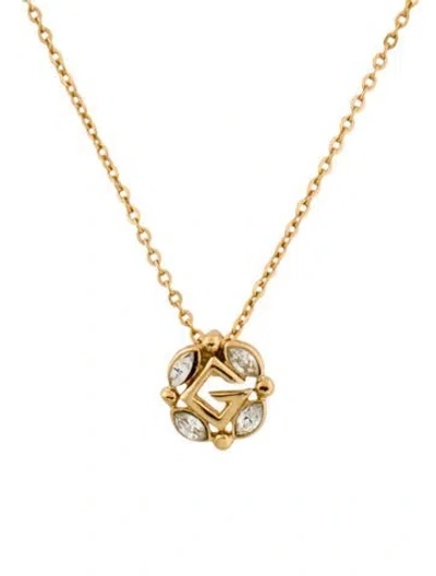 Pre-owned Givenchy Vintage Crystal G Pendant Necklace, 16.25" In Multi