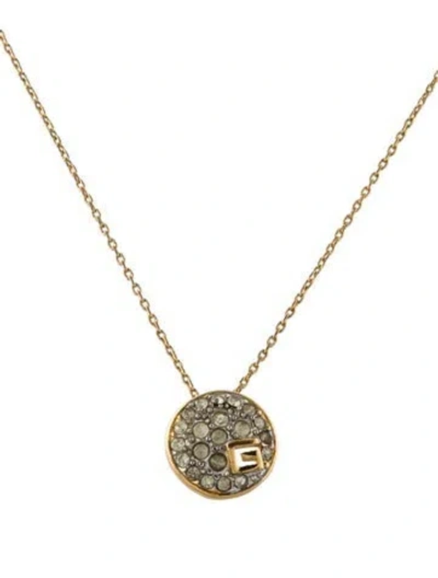 Pre-owned Givenchy Vintage Crystal 'g' Pendant Necklace, 16.5" In Multi