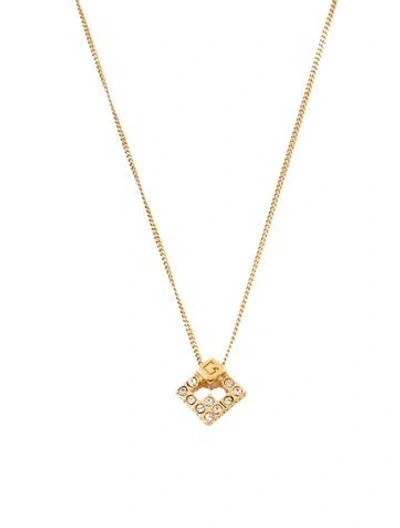Pre-owned Givenchy Vintage Crystal G Pendant Necklace, 21.5" In Multicolor