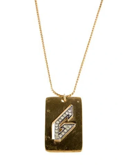 Pre-owned Givenchy Vintage Crystal G Pendant Necklace, 29.75" In Multi