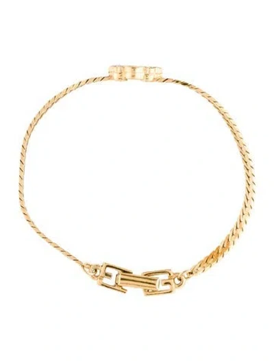 Pre-owned Givenchy Vintage Crystal Gg Link Bracelet, 6.5" In Transparent
