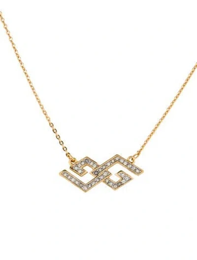 Pre-owned Givenchy Vintage Crystal Gg Pendant Chain Necklace, 15" In Multi