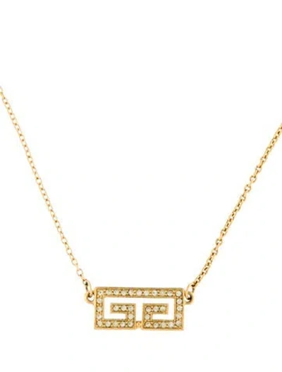 Pre-owned Givenchy Vintage Crystal Gg Pendant Chain Necklace, 15.25" In Multi