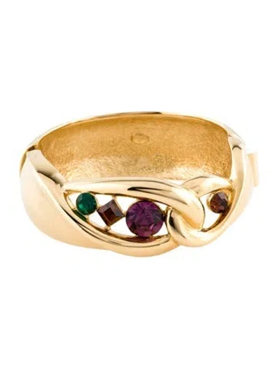 Pre-owned Givenchy Vintage Crystal Hinged Bangle, 7" In Multi