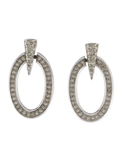 Pre-owned Givenchy Vintage Crystal Hoop Drop Clip-on Earrings In Multi