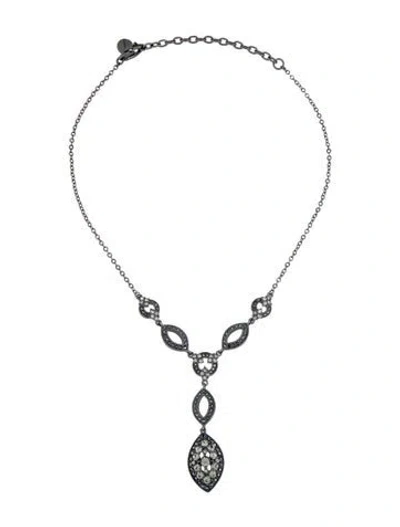 Pre-owned Givenchy Vintage Crystal Lavalier Necklace, 18" In Black
