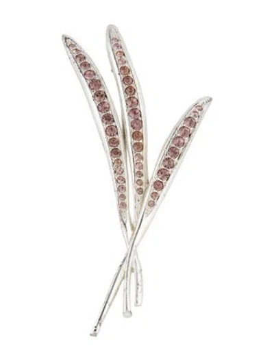 Pre-owned Givenchy Vintage Crystal Leaf Pendant Brooch In Multicolor