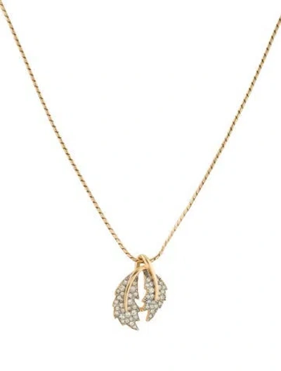 Pre-owned Givenchy Vintage Crystal Leaf Pendant Necklace, 16.25" In Multi