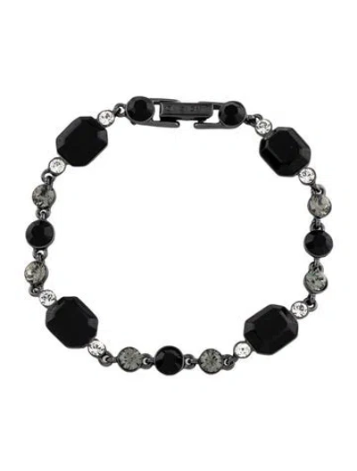 Pre-owned Givenchy Vintage Crystal Link Bracelet, 14.75", 14.75" In Black/white