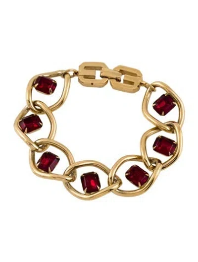 Pre-owned Givenchy Vintage Crystal Link Bracelet, 7" In Red