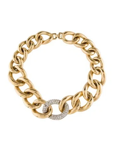 Pre-owned Givenchy Vintage Crystal Link Curb Collar Necklace, 17" In Transparent