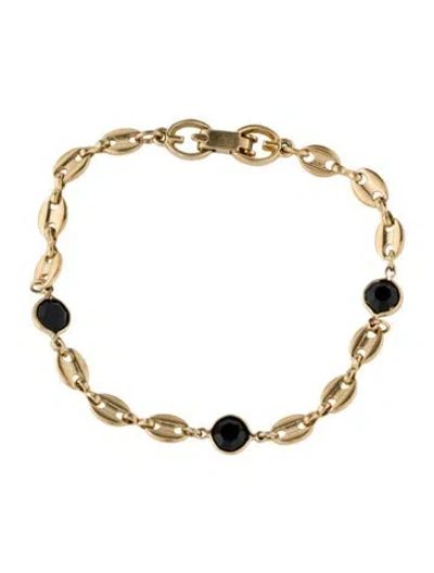 Pre-owned Givenchy Vintage Crystal Oval Link Bracelet, 7" In Black