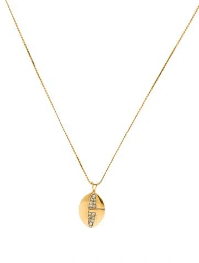 Pre-owned Givenchy Vintage Crystal Oval Pendant Necklace, 16" In Transparent
