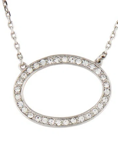 Pre-owned Givenchy Vintage Crystal Oval Pendant Necklace, 18" In Multi