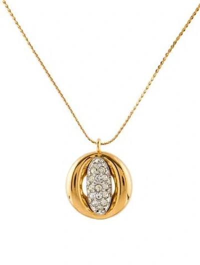 Pre-owned Givenchy Vintage Crystal Pendant Necklace, 14.5" In Transparent
