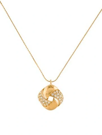Pre-owned Givenchy Vintage Crystal Pendant Necklace, 14.75" In Transparent