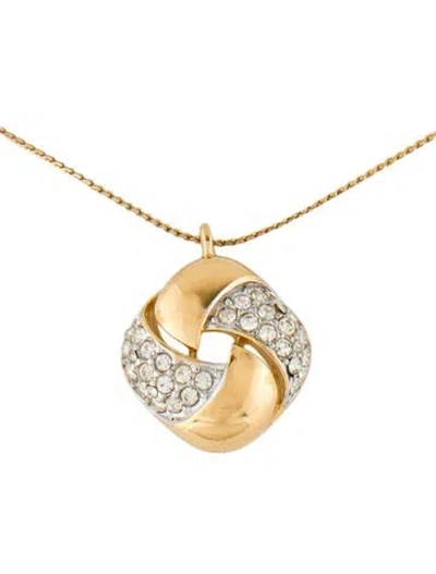 Pre-owned Givenchy Vintage Crystal Pendant Necklace, 16" In Multi