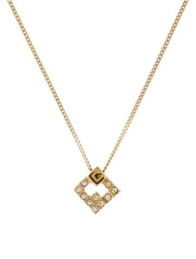 Pre-owned Givenchy Vintage Crystal Pendant Necklace, 16" In Transparent