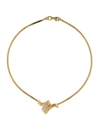 Pre-owned Givenchy Vintage Crystal Pendant Necklace, 17" In Transparent