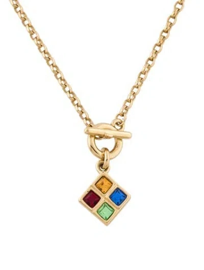 Pre-owned Givenchy Vintage Crystal Pendant Necklace, 9" In Multi