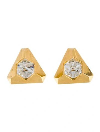 Pre-owned Givenchy Vintage Crystal Pyramid Clip On Earring In Multi