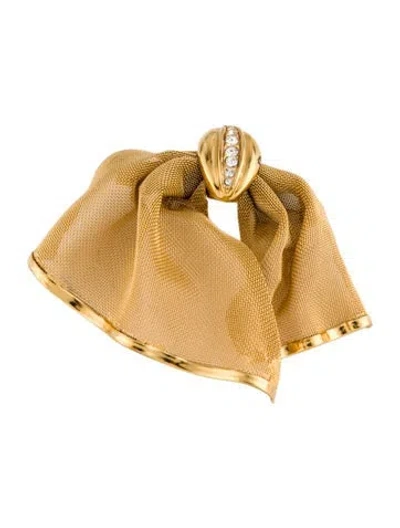 Pre-owned Givenchy Vintage Crystal Ribbon Brooch Pin In Multicolor