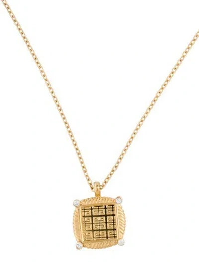 Pre-owned Givenchy Vintage Crystal Square Pendant Necklace, 16.75" In Multi