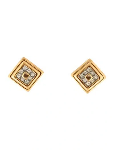 Pre-owned Givenchy Vintage Crystal Square Stud Earrings In Multi