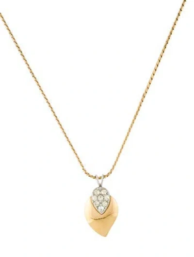 Pre-owned Givenchy Vintage Crystal Two Tone Pendant Necklace, 16" In Multi