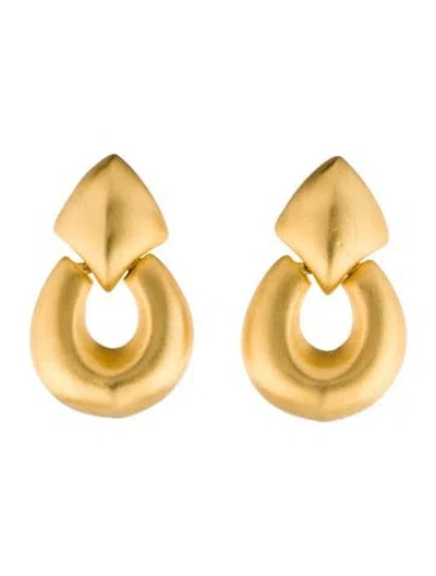 Pre-owned Givenchy Vintage Door Knocker Chunky Clip-on Drop Earrings In Multicolor