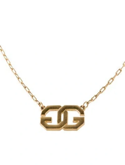Pre-owned Givenchy Vintage Double G Pendant Necklace, 14" In Multi