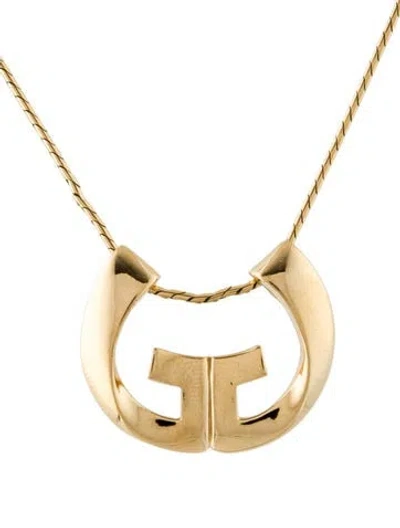 Pre-owned Givenchy Vintage Double G Pendant Necklace, 16" In Multi