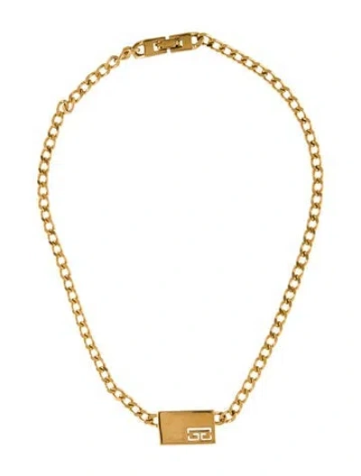 Pre-owned Givenchy Vintage Double G Pendant Necklace, 16" In Multi