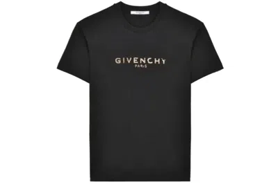 Pre-owned Givenchy Vintage Effect Metallic Logo T-shirt Black