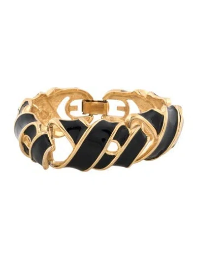 Pre-owned Givenchy Vintage Enamel Bracelet, 7" In Black
