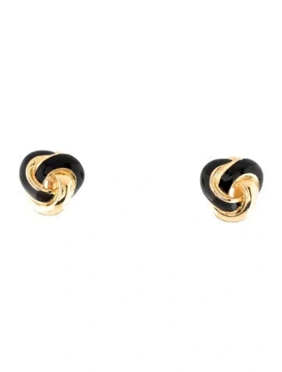 Pre-owned Givenchy Vintage Enamel Clip-on Earrings In Black