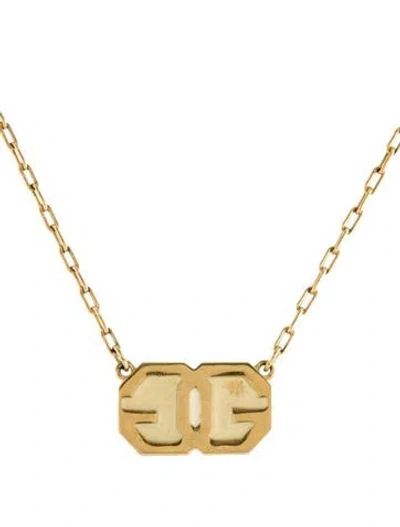 Pre-owned Givenchy Vintage Enamel Double G Pendant Necklace, 14" In White