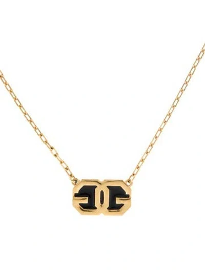 Pre-owned Givenchy Vintage Enamel Double G Pendant Necklace, 14.5" In Multi