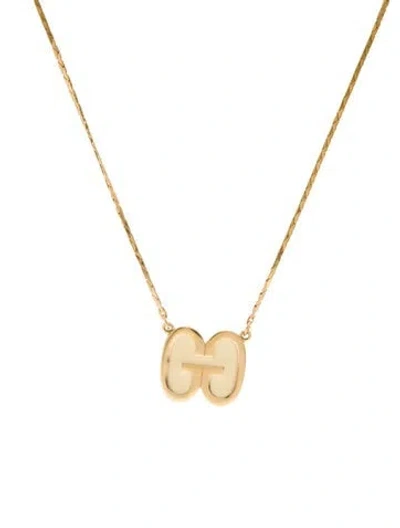Pre-owned Givenchy Vintage Enamel Double G Pendant Necklace, 16.5" In Multi