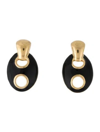Pre-owned Givenchy Vintage Enamel Drop Earrings In Black