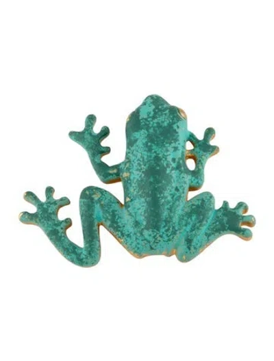 Pre-owned Givenchy Vintage Enamel Frog Brooch In Green
