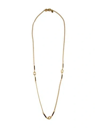 Pre-owned Givenchy Vintage Enamel G Station Necklace, .25" In Multi