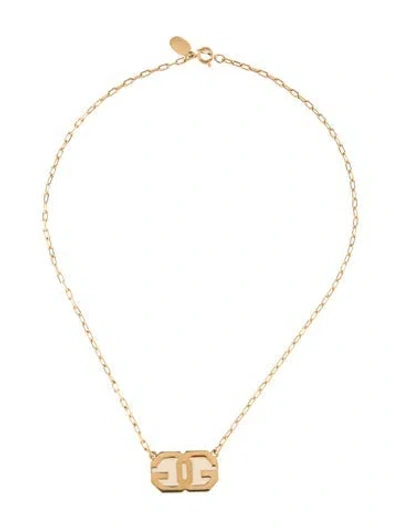 Pre-owned Givenchy Vintage Enamel Gg Pendant Necklace, 14.5" In Neutral