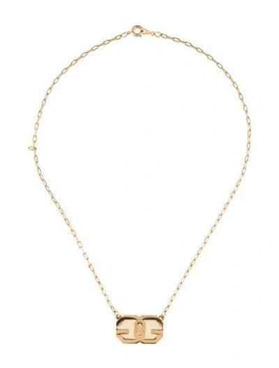 Pre-owned Givenchy Vintage Enamel Gg Pendant Necklace, 14.75" In Neutral