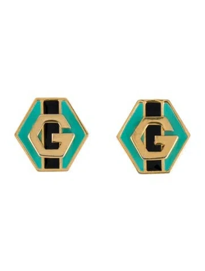 Pre-owned Givenchy Vintage Enamel Logo Clip-on Earrings In Multi